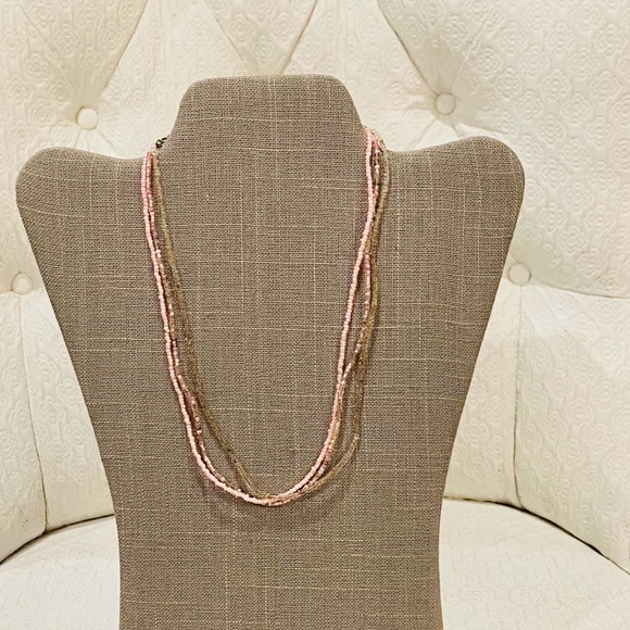 S27-BUNDLE ONLY-Caramel & Pink Multi Strand Beaded Necklace - Picture 2 of 5